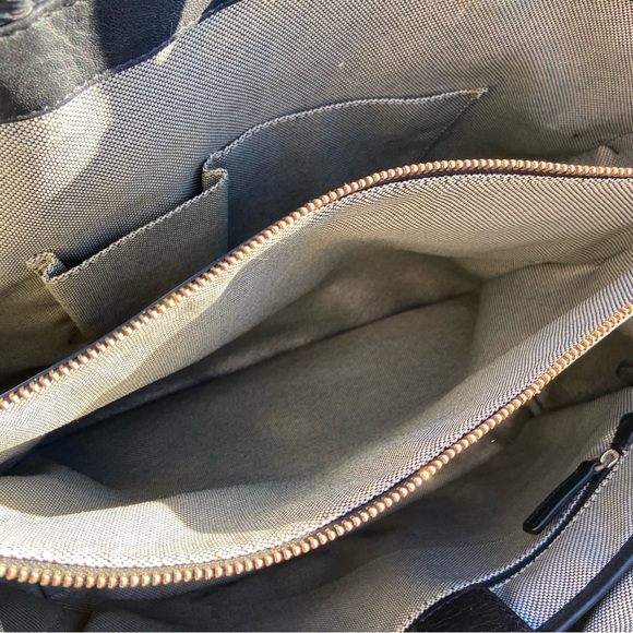 Vince Camuto Black Leather Tote Bag Elvan Style Gold Hardware Work Bag - Picture 5 of 16